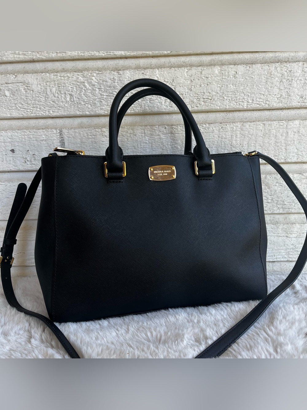 MICHAEL KORS Black Leather Selma Raven Bedford Astor Satchel Tote Handbag - Picture 1 of 10